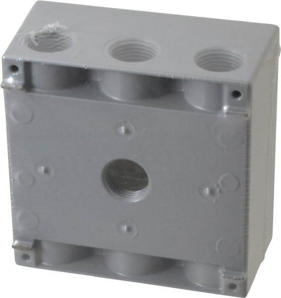 Cooper Crouse-Hinds - 2 Gang, (7) 1/2" Knockouts, Aluminum Rectangle Outlet Box - 4-9/16" Overall Height x 4-5/8" Overall Width x 2-1/16" Overall Depth, Weather Resistant - Exact Tooling