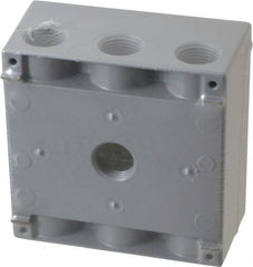 Cooper Crouse-Hinds - 2 Gang, (7) 1/2" Knockouts, Aluminum Rectangle Outlet Box - 4-9/16" Overall Height x 4-5/8" Overall Width x 2-1/16" Overall Depth, Weather Resistant - Exact Tooling