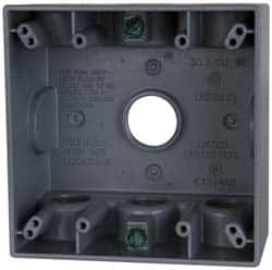 Cooper Crouse-Hinds - 2 Gang, (7) 3/4" Knockouts, Aluminum Rectangle Outlet Box - 4-9/16" Overall Height x 4-5/8" Overall Width x 2-1/16" Overall Depth, Weather Resistant - Exact Tooling