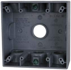 Cooper Crouse-Hinds - 2 Gang, (7) 3/4" Knockouts, Aluminum Rectangle Outlet Box - 4-9/16" Overall Height x 4-5/8" Overall Width x 2-1/16" Overall Depth, Weather Resistant - Exact Tooling