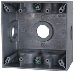 Cooper Crouse-Hinds - 2 Gang, (7) 3/4" Knockouts, Aluminum Square Outlet Box - 4-1/2" Overall Height x 4-1/2" Overall Width x 2-21/32" Overall Depth, Weather Resistant - Exact Tooling
