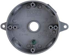 Cooper Crouse-Hinds - 1 Gang, (4) 1/2" Knockouts, Aluminum Round Outlet Box - 4-1/8" Overall Height x 4" Overall Width x 1-5/8" Overall Depth, Weather Resistant - Exact Tooling