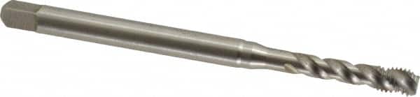 Emuge - #8-32 UNC, 3 Flute, 45° Helix, Bottoming Chamfer, Bright Finish, Cobalt Spiral Flute STI Tap - Right Hand Flute, 3.15" OAL, 0.22" Shank Diam, 0.512" Thread Length, 3B Class of Fit, Series Enorm Z - Exact Tooling