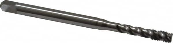 Emuge - #8-36 UNF, 3 Flute, 45° Helix, Bottoming Chamfer, Bright Finish, Cobalt Spiral Flute STI Tap - Right Hand Flute, 3.15" OAL, 0.22" Shank Diam, 0.512" Thread Length, 3B Class of Fit, Series Enorm Z - Exact Tooling