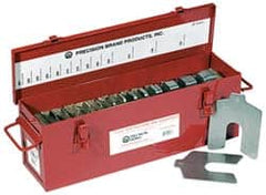 Precision Brand - 80 Piece, 5 Inch Long x 5 Inch Wide x 0.001 to 0.075 Inch Thick, Assortment Slotted Shim Stock - Stainless Steel, 0.001 to 0.075 Inch Thick, 1-5/8 Inch Wide Slot - Exact Tooling