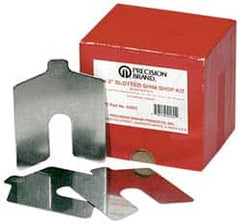 Precision Brand - 80 Piece, 3 Inch Long x 3 Inch Wide x 0.001 to 0.075 Inch Thick, Assortment Slotted Shim Stock - Stainless Steel, 0.001 to 0.075 Inch Thick, 3/4 Inch Wide Slot - Exact Tooling