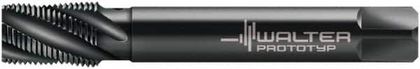 Walter-Prototyp - 3/8-18 NPT, 30° Helix, 5 Flutes, Modified Bottoming Chamfer, Oxide Finish, Cobalt, Spiral Flute Pipe Tap - Right Hand Flute, 0.7" Shank Diam, 0.787" Thread Length, 1/2" Square Size, Series A25563 - Exact Tooling
