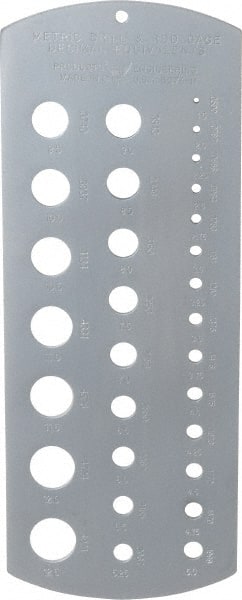 PEC Tools - 1.5mm to 12.5mm Hole Size Drill Gage - 30 Holes - Exact Tooling