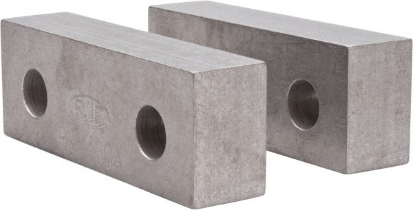 Gibraltar - 4-1/8" Wide x 1-1/2" High x 1" Thick, Flat/No Step Vise Jaw - Soft, Aluminum, Fixed Jaw, Compatible with 4" Vises - Exact Tooling