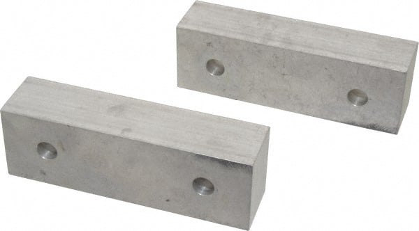 Gibraltar - 6-1/8" Wide x 2" High x 1-1/2" Thick, Flat/No Step Vise Jaw - Soft, Aluminum, Fixed Jaw, Compatible with 6" Vises - Exact Tooling