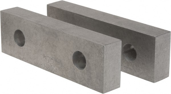 Gibraltar - 8-1/8" Wide x 2-1/2" High x 1-1/4" Thick, Flat/No Step Vise Jaw - Soft, Aluminum, Fixed Jaw, Compatible with 8" Vises - Exact Tooling