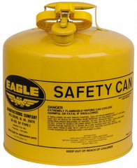 Eagle - 5 Gal Galvanized Steel Type I Safety Can - 13-1/2" High x 12-1/2" Diam, Yellow - Exact Tooling