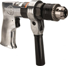 Chicago Pneumatic - 1/2" Keyed Chuck - Pistol Grip Handle, 500 RPM, 1.42 LPS, 3 CFM, 0.5 hp, 90 psi - Exact Tooling