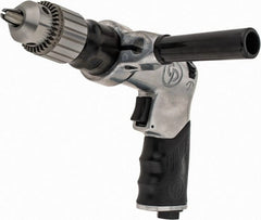 Chicago Pneumatic - 1/2" Reversible Keyed Chuck - Pistol Grip Handle, 500 RPM, 3.54 LPS, 7.5 CFM, 0.5 hp, 90 psi - Exact Tooling