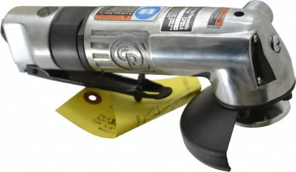 Chicago Pneumatic - 4" Wheel Diam, 12,000 RPM, Pneumatic Angle & Disc Grinder - 3/8-24 Spindle, 24 CFM, Rear Exhaust - Exact Tooling