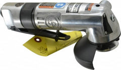 Chicago Pneumatic - 4" Wheel Diam, 12,000 RPM, Pneumatic Angle & Disc Grinder - 3/8-24 Spindle, 24 CFM, Rear Exhaust - Exact Tooling