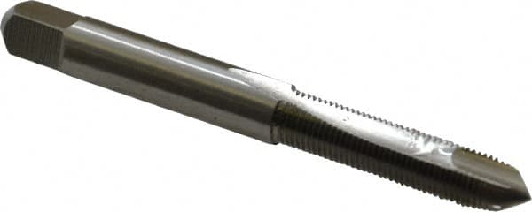 Interstate - M7x0.75 Metric Fine, 2 Flute, Bright Finish, High Speed Steel Spiral Point Tap - Plug Chamfer, Right Hand Thread, 2-23/32" OAL, 1-1/8" Thread Length - Exact Tooling