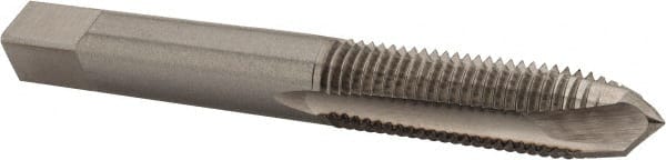 Interstate - M10x1.25 Metric Fine, 3 Flute, Bright Finish, High Speed Steel Spiral Point Tap - Plug Chamfer, Right Hand Thread, 2-15/16" OAL, 1-1/4" Thread Length - Exact Tooling