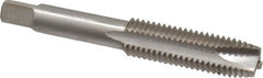 Interstate - M12x1.75 Metric Coarse, 3 Flute, Bright Finish, High Speed Steel Spiral Point Tap - Plug Chamfer, Right Hand Thread, 3-3/8" OAL, 1-21/32" Thread Length, 6H Class of Fit - Exact Tooling