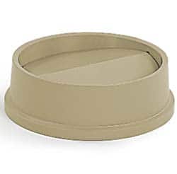 Rubbermaid - Round Lid for Use with 22 Gal Round Trash Cans - Beige, High-Impact Polystyrene, For Untouchable Trash Cans - Exact Tooling