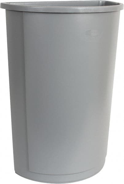 Rubbermaid - 21 Gal Gray Half-Round Trash Can - Polyethylene, 28" High x 21" Long x 11" Wide - Exact Tooling