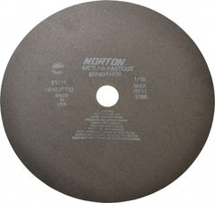 Norton - 12" 90 Grit Aluminum Oxide Cutoff Wheel - 1/16" Thick, 1-1/4" Arbor, 3,185 Max RPM, Use with Angle Grinders - Exact Tooling
