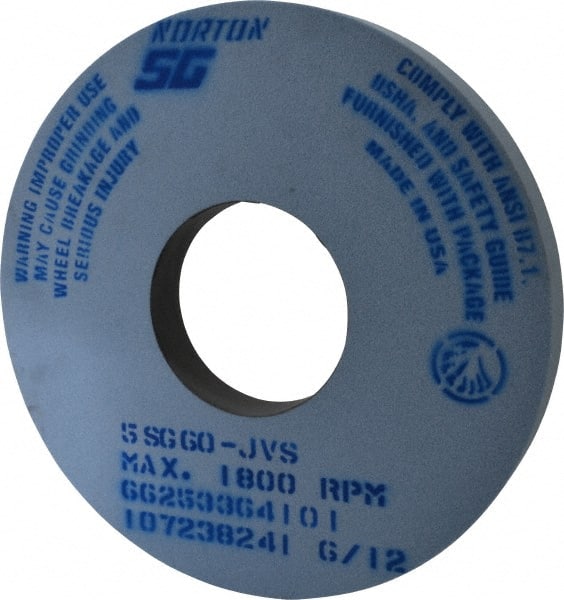 Norton - 14" Diam x 5" Hole x 1-1/2" Thick, J Hardness, 60 Grit Surface Grinding Wheel - Ceramic, Type 1, Medium Grade, 1,800 Max RPM, Vitrified Bond, No Recess - Exact Tooling