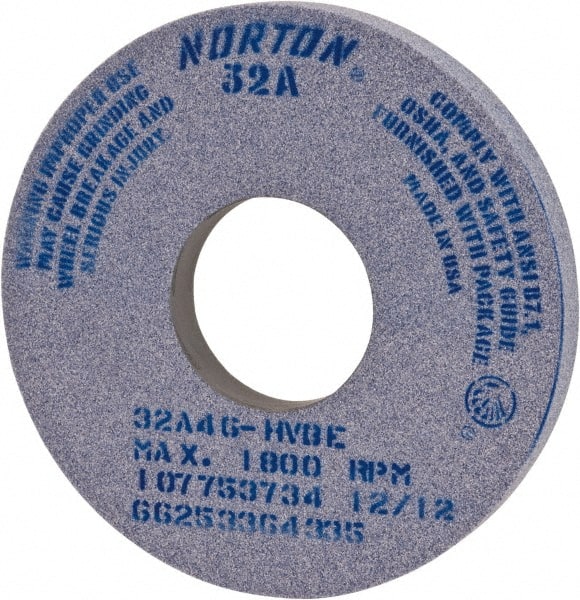 Norton - 14" Diam x 5" Hole x 1" Thick, I Hardness, 46 Grit Surface Grinding Wheel - Ceramic, Type 1, Coarse Grade, 1,800 Max RPM, Vitrified Bond, No Recess - Exact Tooling