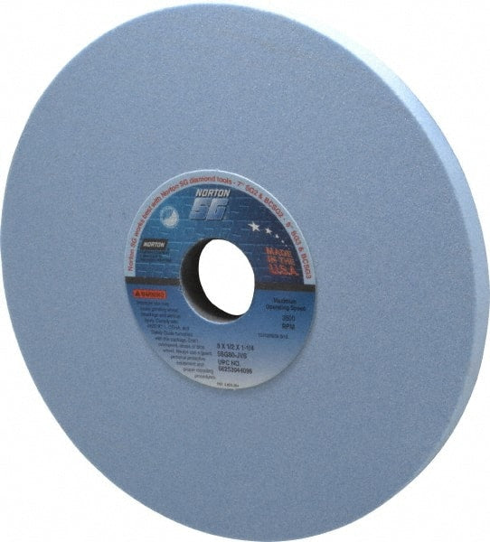Norton - 8" Diam x 1-1/4" Hole x 1/2" Thick, J Hardness, 80 Grit Surface Grinding Wheel - Ceramic, Type 1, Medium Grade, 3,600 Max RPM, Vitrified Bond, No Recess - Exact Tooling
