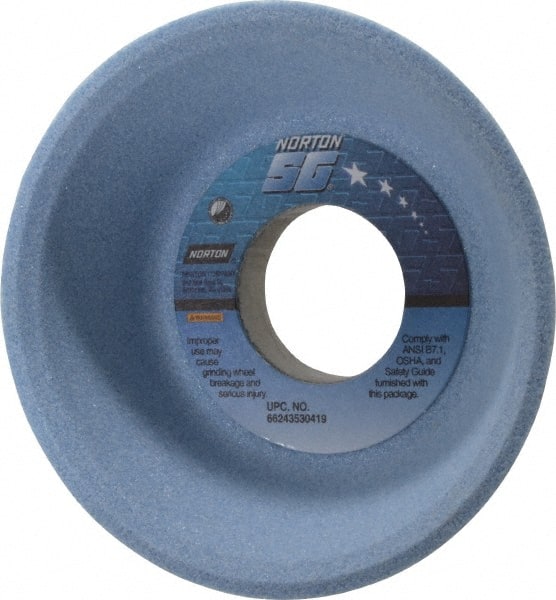 Norton - 4" Diam, 1-1/4" Hole Size, 1-1/2" Overall Thickness, 80 Grit, Type 11 Tool & Cutter Grinding Wheel - Medium Grade, Ceramic, J Hardness, Vitrified Bond, 5,730 RPM - Exact Tooling