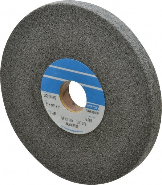 Norton - 6" Diam, 1/2" Face Width, 1" Center Hole, Fine Grade, Silicon Carbide Deburring Wheel - Convolute, Hard Density 7 Grade, 4,500 RPM - Exact Tooling