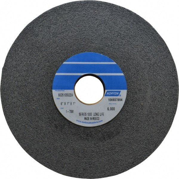 Norton - 6" Diam, 1" Face Width, 1" Center Hole, Medium Grade, Silicon Carbide Deburring Wheel - Convolute, Hard Density 7 Grade, 6,000 RPM - Exact Tooling