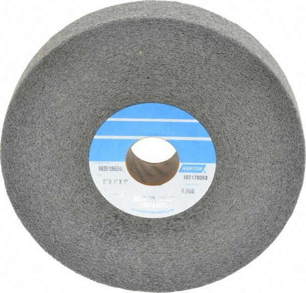 Norton - 6" Diam, 1" Face Width, 1" Center Hole, Fine Grade, Silicon Carbide Deburring Wheel - Convolute, Hard Density 8 Grade, 4,500 RPM - Exact Tooling