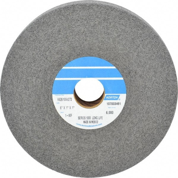 Norton - 6" Diam, 1" Face Width, 1" Center Hole, Fine Grade, Silicon Carbide Deburring Wheel - Convolute, Hard Density 9 Grade, 4,500 RPM - Exact Tooling