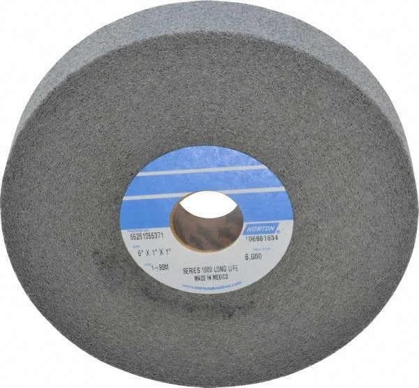 Norton - 6" Diam, 1" Face Width, 1" Center Hole, Medium Grade, Silicon Carbide Deburring Wheel - Convolute, Hard Density 9 Grade, 4,500 RPM - Exact Tooling