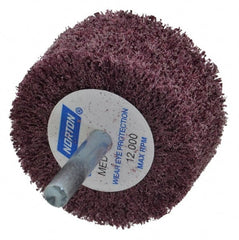 Norton - 2" Diam x 1" Face Width, Medium Aluminum Oxide Nonwoven Mounted Flap Wheel - 1/4" Shank Mount, 22,000 Max RPM - Exact Tooling