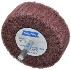 Norton - 3" Diam x 1" Face Width, Very Fine Aluminum Oxide Nonwoven Mounted Flap Wheel - 1/4" Shank Mount, 18,000 Max RPM - Exact Tooling