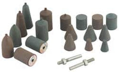 Cratex - 20 Piece Rubber Cone Test Abrasive Point Set - Includes 18 Cones & 2 Cone Mandrels - Exact Tooling