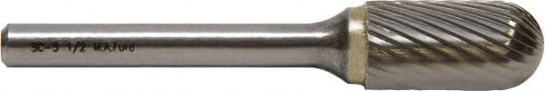 M.A. Ford - 4.8mm Cut Diam, 6mm Shank Diam, Cylinder with Radius Head Double Cut Burr - Carbide, Radius End, 16mm LOC, 50mm OAL - Exact Tooling