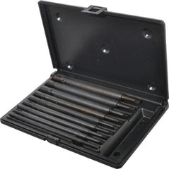 Walton - #0 to 1/2" Tap Extension Set - Alloy Steel, 8" Overall Length, 5/8" Max Outside Diam, 0.219, 0.318, 0.323, 0.367, 0.381, (4) 0.255" Extension Shank Diam, 9 Piece Set - Exact Tooling