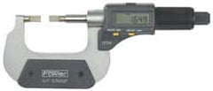 Fowler - 3" to 4" Mechanical Blade Micrometer - 0.0002" Accuracy, 0.001mm Graduation, 0.03" Blade Thickness, Friction Thimble, Digital Counter - Exact Tooling