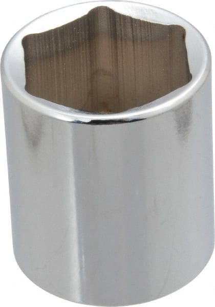 Proto - 1/2" Drive, Standard Hand Socket - 6 Points, 1-3/4" OAL, Chrome Finish - Exact Tooling
