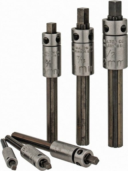 Walton - 3/16 to 1/2" Tap Extractor Set - 4 Flutes, 6 Pieces - Exact Tooling