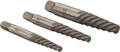 Interstate - 3 Piece Spiral Flute Screw Extractor Set - Screw Range 7/16 to 1" - Exact Tooling