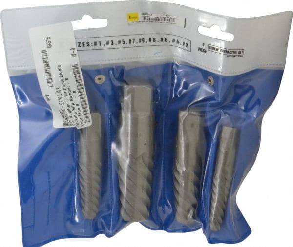 Interstate - 4 Piece Spiral Flute Screw Extractor Set - Screw Range 3/4 to 2-1/8" - Exact Tooling