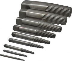 Interstate - 9 Piece Spiral Flute Screw Extractor Set - Screw Range 3/16 to 2-1/8" - Exact Tooling