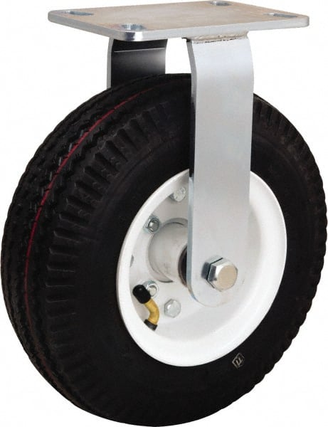 Hamilton - 10" Diam, Rubber Rigid Caster - 480 Lb Capacity, Top Plate Mount, 4-1/2" x 6-1/2" Plate, Straight Roller Bearing - Exact Tooling