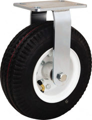 Hamilton - 10" Diam, Rubber Rigid Caster - 480 Lb Capacity, Top Plate Mount, 4" x 4-1/2" Plate, Precision Ball Bearing - Exact Tooling