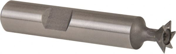 Whitney Tool Co. - 3/8" Diam x 1/8" Width of Cut, 45° Included Angle, High Speed Steel Dovetail Cutter - 3/8" Shank Diam, 1-15/16" Shank Length, 2-1/8" Overall Length, Weldon Flat, Uncoated - Exact Tooling