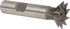Whitney Tool Co. - 1" Diam x 1/4" Width of Cut, 45° Included Angle, High Speed Steel Dovetail Cutter - 1/2" Shank Diam, 2-1/2" Shank Length, 2-1/2" Overall Length, Weldon Flat, Uncoated - Exact Tooling